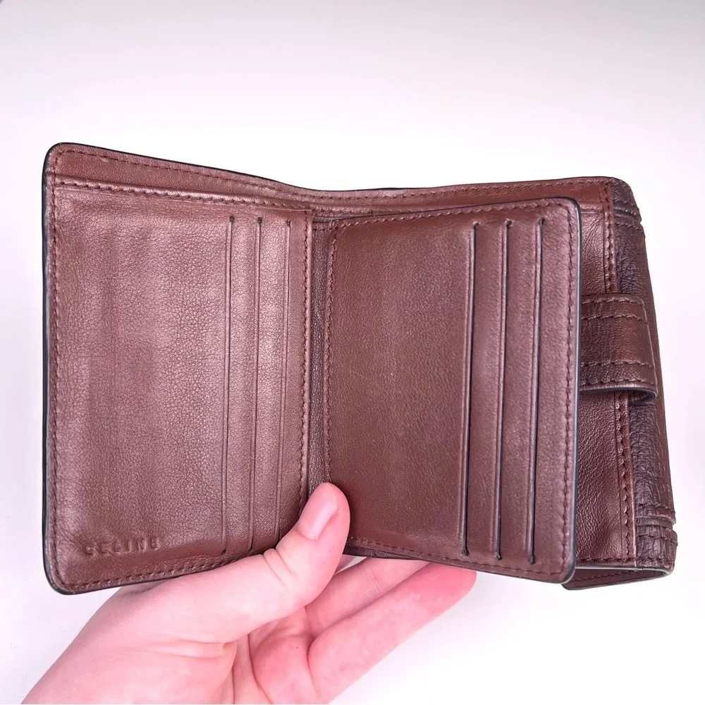 Celine Brown Compact Wallet With Lock